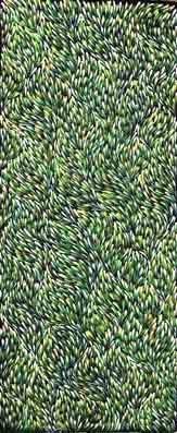 Click to Enlarge: Gloria Petyarre, Bush medicine Leaves CP0707, Synthetic polymer on Belgian linen,152 x 62 cm