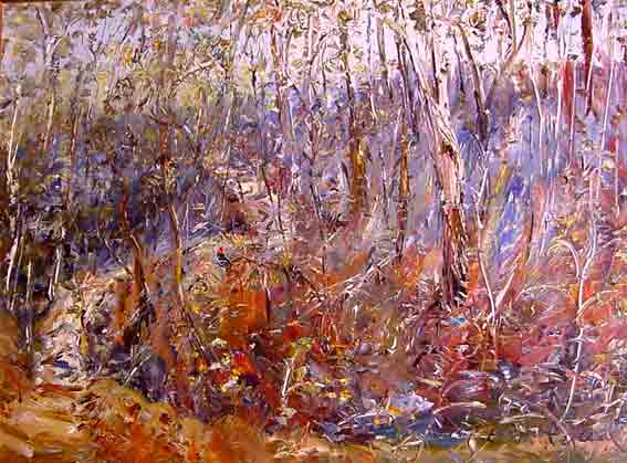 Celia Perceval, Major Mitchell Cockatoos in the Forest, Oil on Canvas, 90 x 120 cm