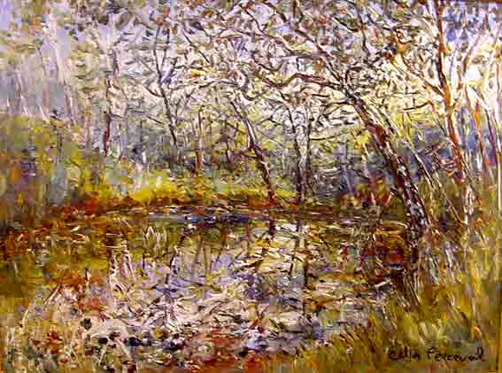 Celia Perceval, Waterhole at Centipede Creek, Oil on Canvas, 75 x 110 cm