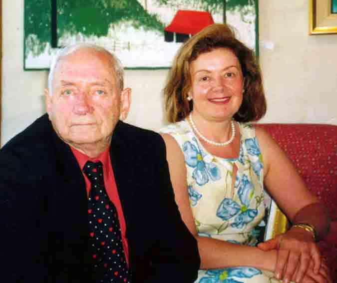 Photo: Charles Blackman (left), Aniela Kos (right) in Galeria Aniela, 2002 - CLICK Video: SBS TV National Australian TV 'Art-Scream' Charles Blackman Retrospective in Galeria Aniela