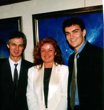 PHOTO: (left) Jamie Boyd, (centre) Aniela Kos,  (left) Cameron O'Reilly, Dep. Chairman Australian National Gallery in Canberra opening the 'Best of Boyd Exhibition' in Galeria Aniela (18 May 1997). 