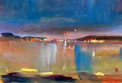 Jamie Boyd, 6-12 Light across the Harbour, oil on board, 20.5 x 30 cm