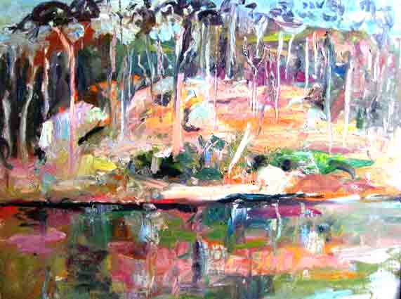 Jamie Boyd, 20. Riverbank (pink) 91 x 99 cm, Oil on canvas