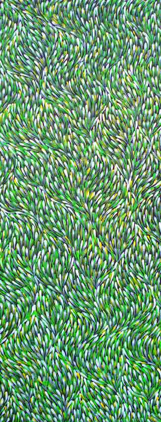 Click to Enlarge: Gloria Petyarre, Bush medicine Leaves CP07010, Synthetic polymer on Belgian linen,152 x 62 cm