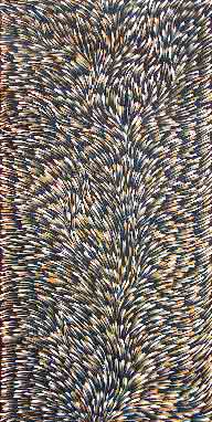 Gloria Petyarre, Bush medicine Leaves, Synthetic polymer on Belgian linen,120 x 60 cm