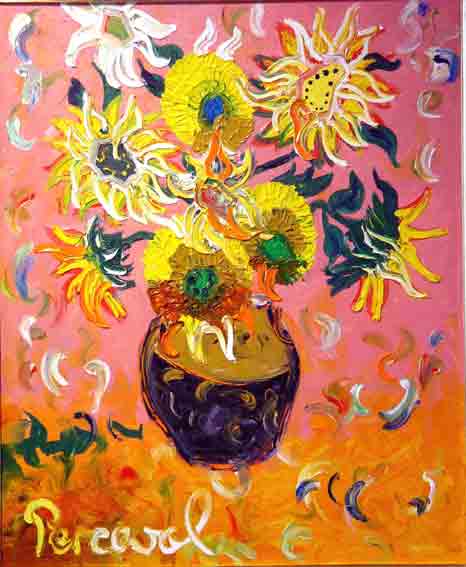 Click to Enlarge: John Perceval (1923-2000) 'Sunflowers' Oil on Canvas, 60 by 52 cm