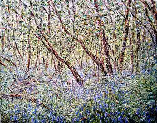 Tessa Perceval, Bluebells in Afternoon Light, Oil on Linen, 65 cm by 80 cm - SOLD